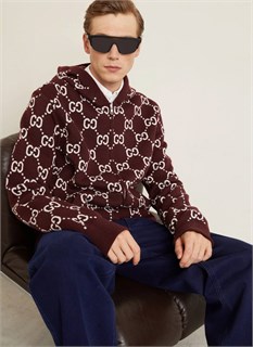 Худи GUCCI Rosso Ancora Red GG Wool Zip